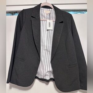 Charcoal Ponte Blazer with Striped Lining